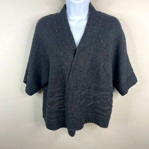 Vintage Womens Angora Wool Celtic Cable Knit Open Cardigan Sweater Large Neutral